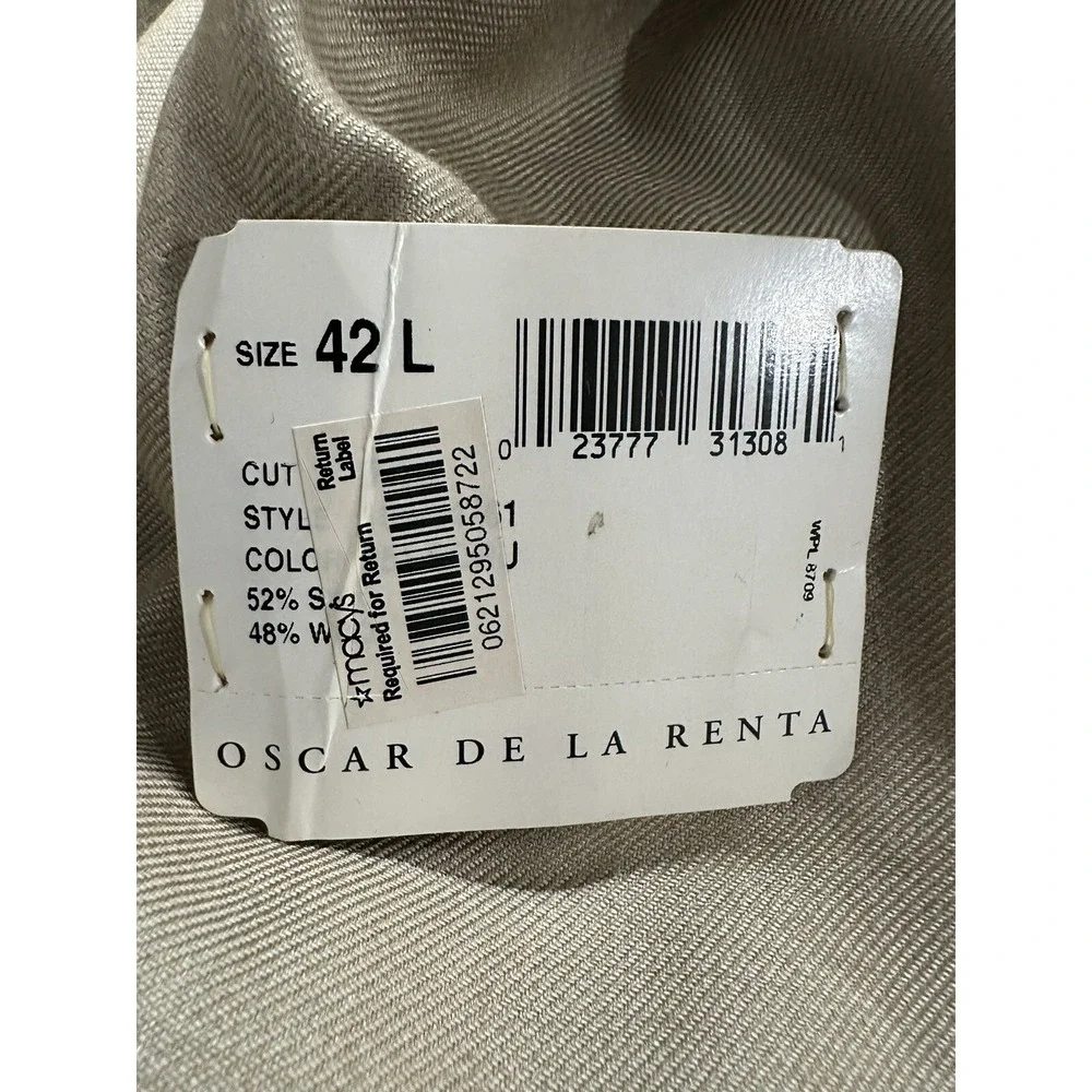 Oscar de la Renta Sportcoat Blazer Mens Size 42L Beige Silk Wool Blend